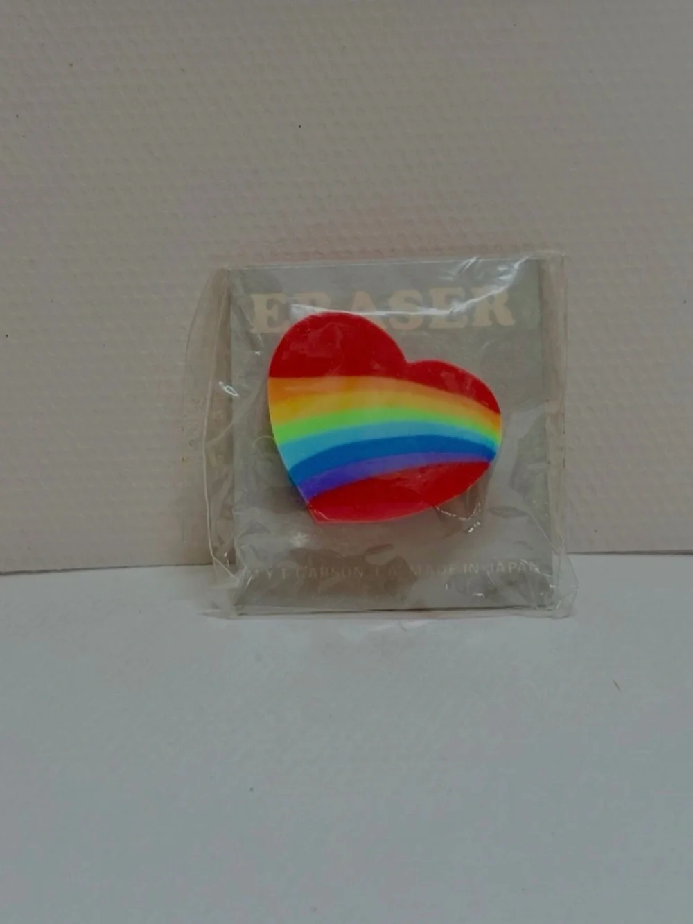 Vintage Rainbow Heart Shaped Eraser from Japan 1980s Retired Retro Stationary